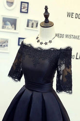 Black Half Sleeve Short Homecoming Prom Party Dress